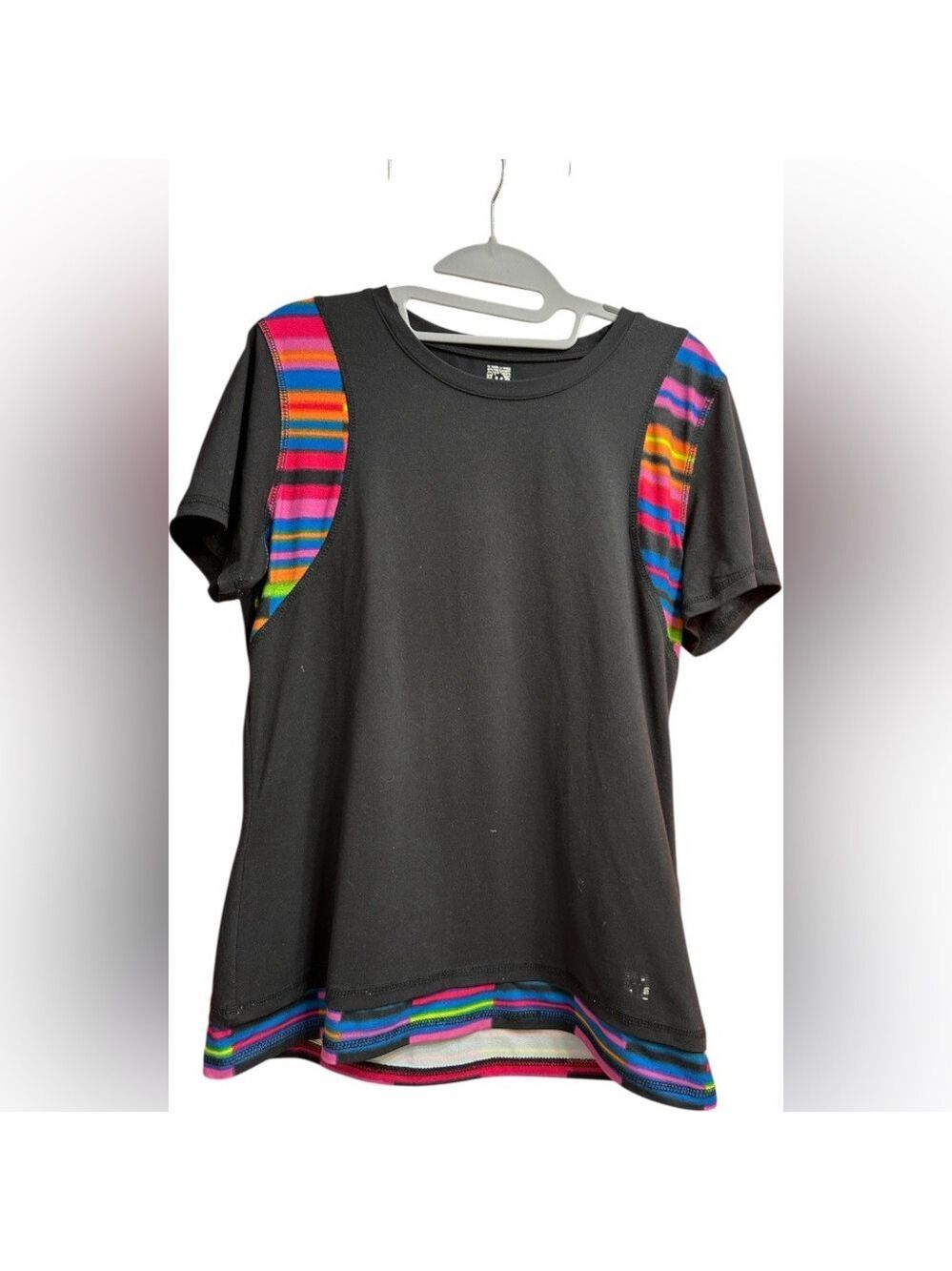 Anne Klein Sport Active Bright Color on Black T-Shirt